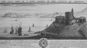 EAST VIEW OF ST MAWS CASTLE IN THE COUNTY OF CORNWALL; title over; Insc TO MRS ANNE KNIGHT; with history