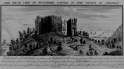 WEST VIEW OF RESTORMEL CASTLE IN THE COUNTY OF CORNWALL (Title over );  History below