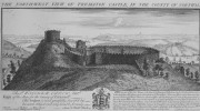 NORTH WEST VIEW OF TREMATON CASTLE IN THE COUNTY OF CORNWALL (Title above)                                                                                        (insc to Sir Carew Bart with History and crest)