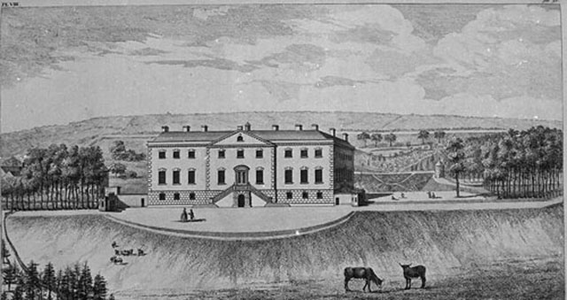 SOUTH VIEW OF NANSWYON HOUSE IN THE PARISH OF St COLUMB; insc TO Mrs JANE HOBLYN
