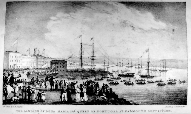 LANDING OF DONNA MARIA 2nd QUEEN OF PORTUGAL AT FALMOUTH Sep 27th 1828