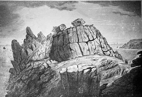 THE CELEBRATED LOGAN ROCK NEAR THE LANDS END IN CORNWALL