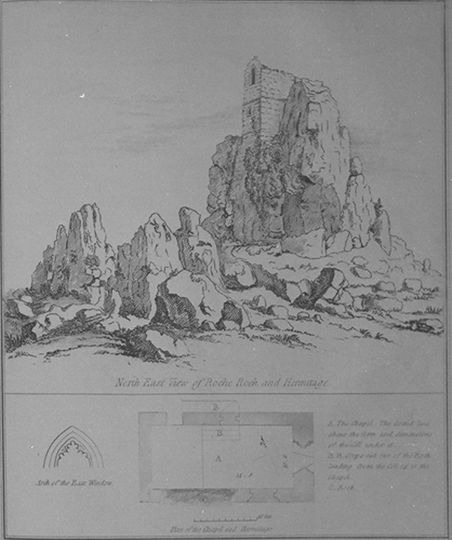 NORTH EAST VIEW OF ROCHE ROCK AND HERMITAGE; With PLAN