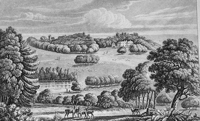 THIS VIEW OF WERRINGTON PARK insc to HUGH PERCY DUKE OF NORTHUMBERLAND by CS GILBERT; crest